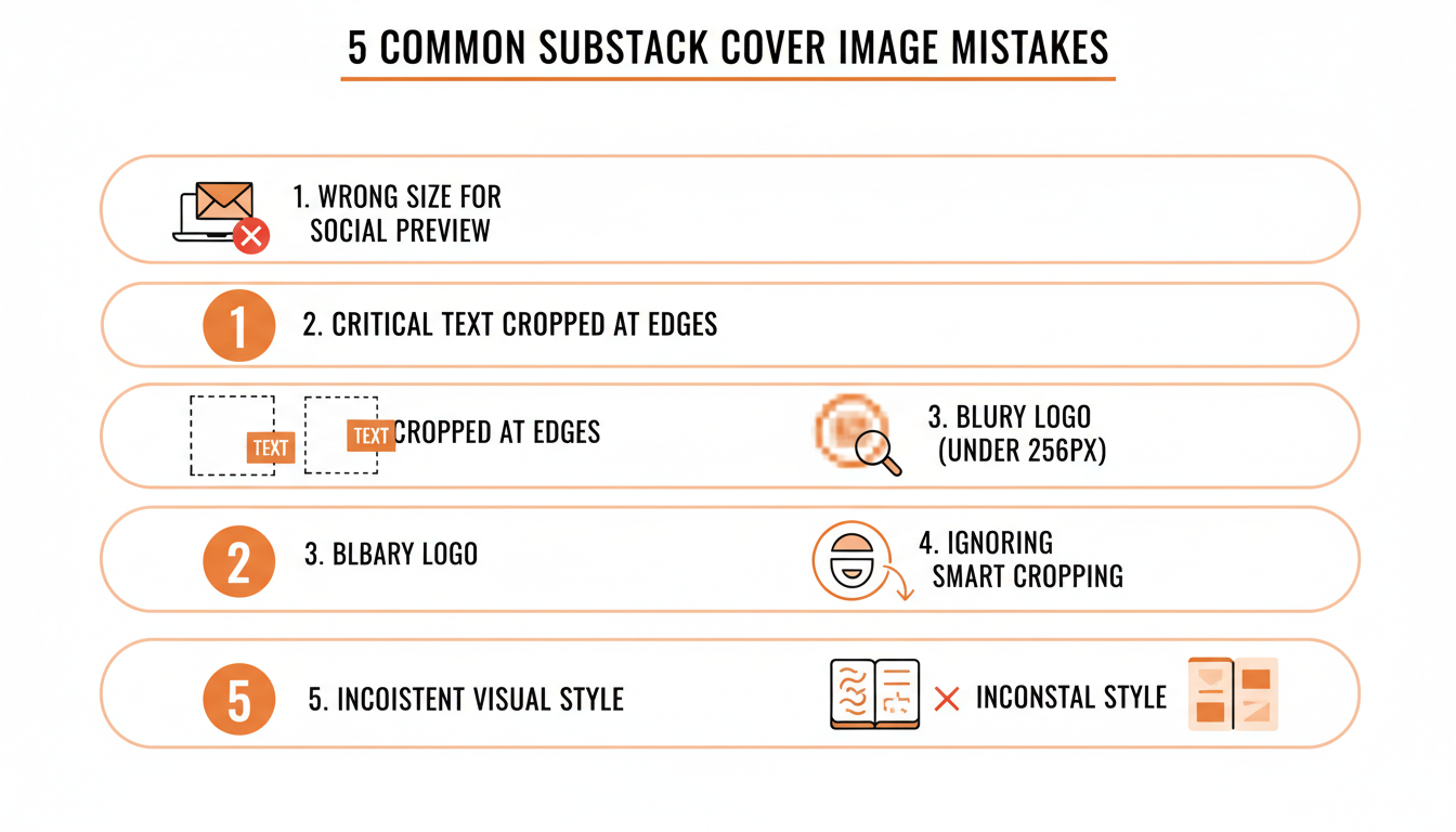 A short list of the five most common Substack cover image mistakes and what to do instead.