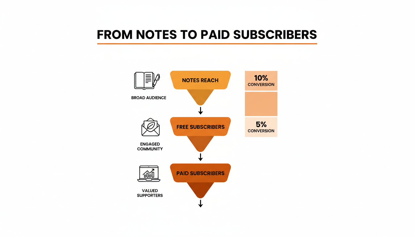 Funnel from Substack Notes to free subscribers to paid subscribers