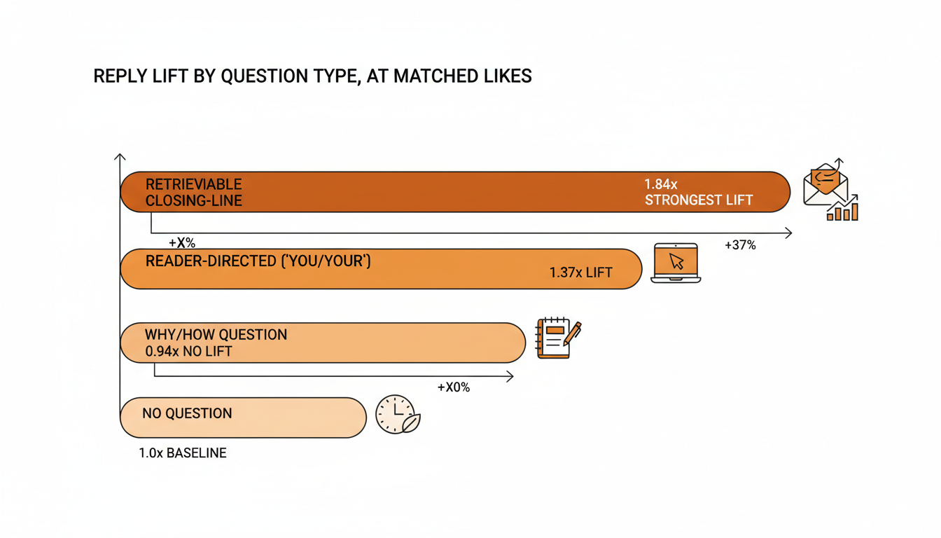 Bar chart showing reply lift by question type