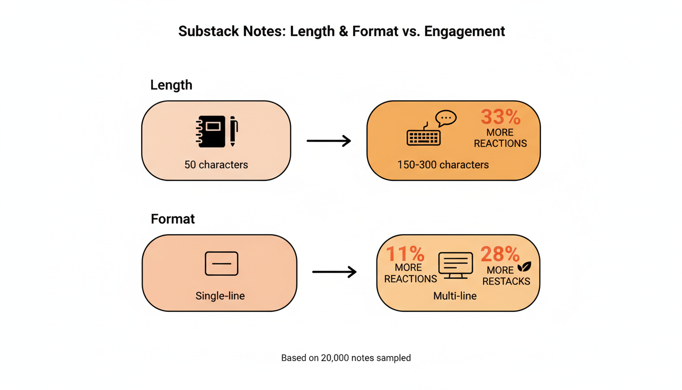 Bar chart comparing engagement by note length
