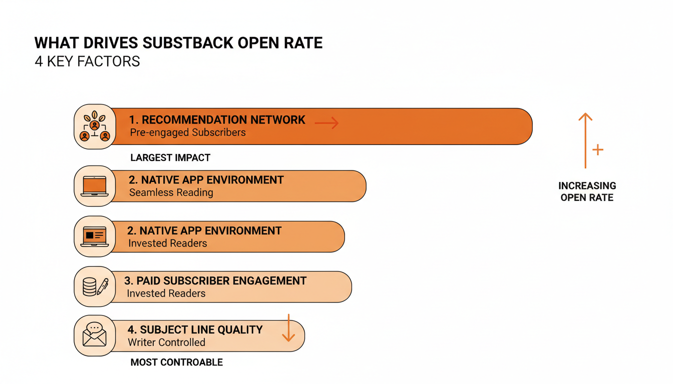 Bar chart of the four biggest drivers of Substack open rate